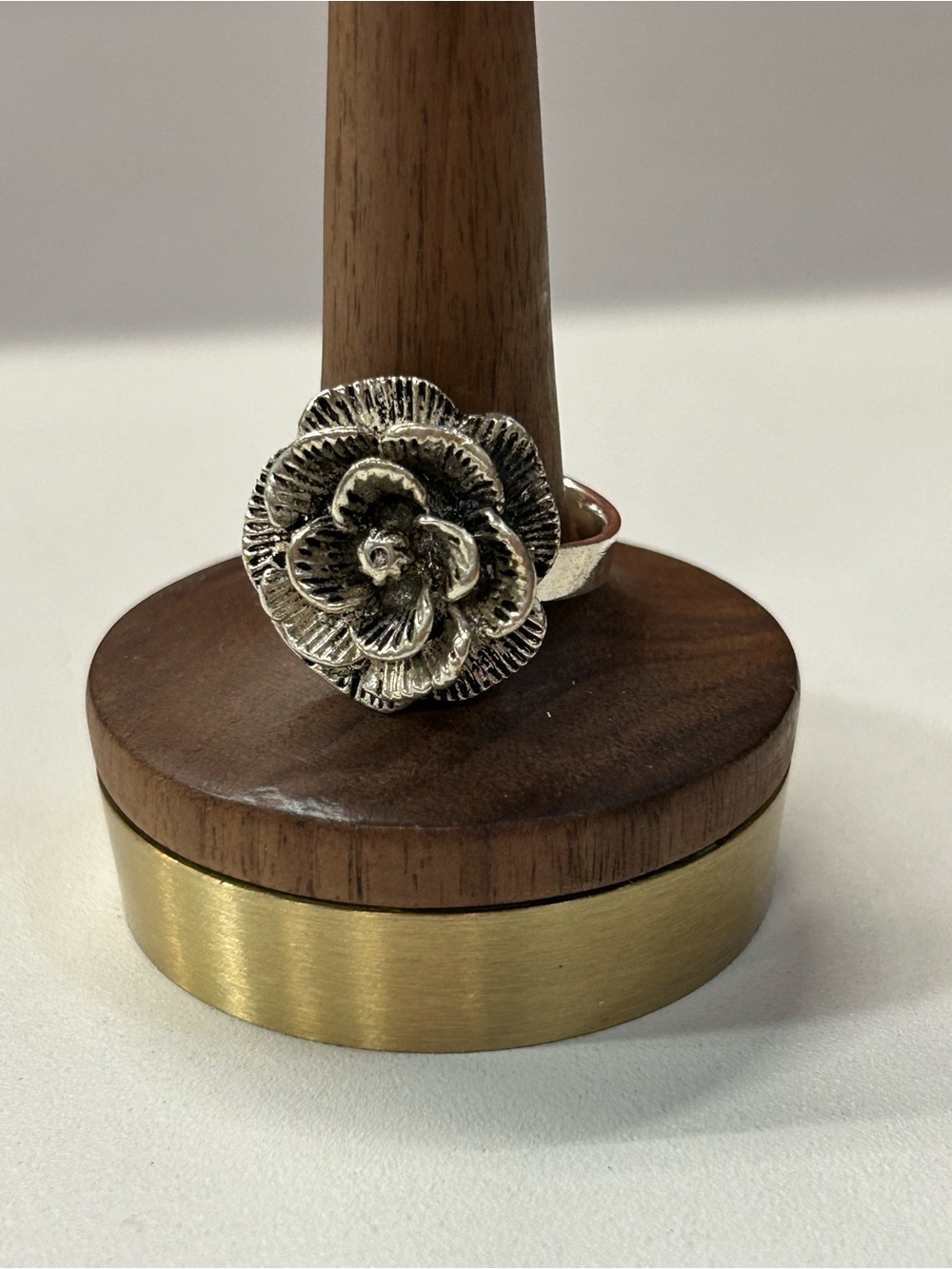 Sterling Silver 3D Rose Ring size 7.5